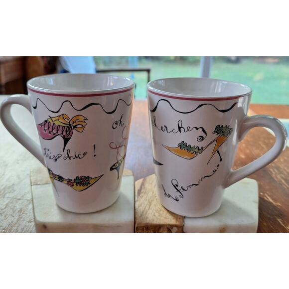 Rosanna French Inspired High Heel Mugs Set of 2 - Picture 1 of 4